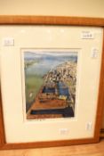 Carol Barton (British 20th Century) Watercolour 'Liverpool: A Gull's eye View', the Royal Albert