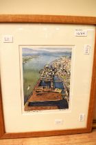 Carol Barton (British 20th Century) Watercolour 'Liverpool: A Gull's eye View', the Royal Albert