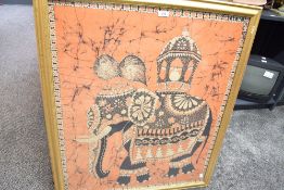 Henry (20th Century) Sri Lankan batik on fabric, a vibrant depiction of an embellished elephant in