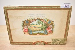 A vintage Saint Luis Rey cigar box from Havana, Cuba.