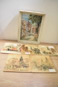 A selection of vintage landscape wall tiles, depicting various city/architectural landscapes; sold