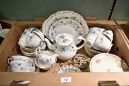 A Coulclough part tea service having an autumnal themed leaf design in blues and fawns (38), a set