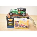 Corgi Classics Die-cast, 900 1927 Bentley, green and black, card display stand present and complete,