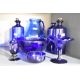 A collection of cobalt Bristol blue art glass items including a pair of mouth blown apothecary - Image 1 of 2