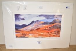*Local Interest* A 20th Century lithograph 'Langdale Pikes', a vibrant impressionistic landscape