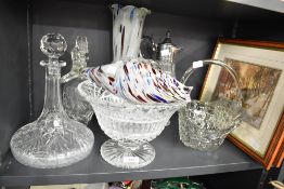 A quantity of 20th-century glassware, to include an Italian Murano-style art glass fish; a Murano-