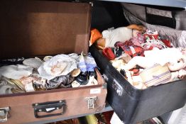 A selection of vintage children's dolls clothing, shoes and more, contained in two cases, various