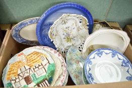 A collection of assorted display and table plates/dishes including a Shelley 'Melody' oval plate