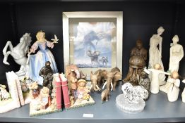 A selection of animal studies and figurines including three Willow Tree figures, Friendship x 2