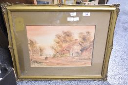 Edith Nevil (British 19th Century) Watercolour 'Surrey Cottages' depicting a quiet village with