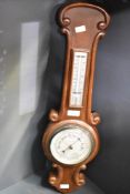 A Victorian mahogany wall 'banjo' barometer, unmarked, 62cm, condition is consistent with age and