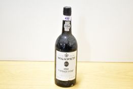 Warre's 1983 Vintage Port, bottled 1985, 20% vol, 75cl, level top of shoulder