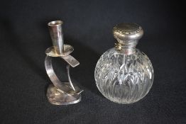 A Danish silver plated candle stick, of minimalist geometric design, marked Made in Denmark 90 to
