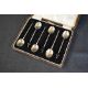 A cased set of six George V silver coffee bean spoons, having black 'beans' to terminals, two - Image 2 of 2