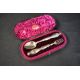 A cased Victorian silver christening set, comprising a spoon and fork with ornate scroll work to the - Image 2 of 2