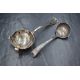 A Victorian silver sugar sifter, of traditional form having scroll decoration to terminal, along - Image 1 of 3