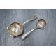A Victorian silver sugar sifter, of traditional form having scroll decoration to terminal, along - Image 2 of 3