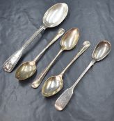 A group of three George VI silver Hanoverian rat-tail pattern teaspoons, marks for Sheffield 1938
