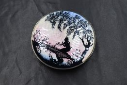 A fine Norwegian 925 grade white metal and enamel pin dish by Marius Hammer, Bergen, of slightly