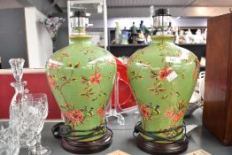 Two contemporary Kipfold Lighting Limited Oriental-style table lamps, featuring a ginger jar-style