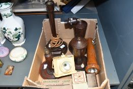 A selection of early to mid 20th-century bakelite wares, to feature a V&E Transformer Lamp for