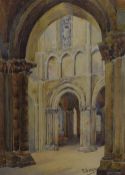 M Severhg? (19th/20th Century) Watercolour, a church interior study, signed lower right, mounted