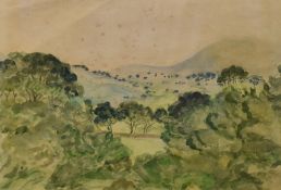 *Local Interest* Vivien John (British 1915-1994) Watercolour, a mountainous landscape presumed to be