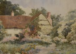 William Stephen Coleman (British 1829-1904) Watercolour, a cottage garden scene, signed and dated (