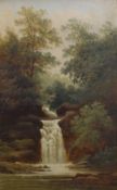 Daniel H Winder (British 1870-1920) Oil on board, a waterfall study, signed and dated (1909?)