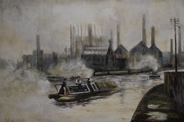 A Contemporary oil on canvas 'Bridgewater Canal Near Manchester' a 19th century industrial scene,
