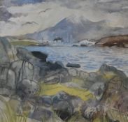 *Local Interest* Fiona Clucas (British Contemporary) Mixed media, a Scottish coastal scene, signed