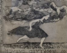 After Anna Davis (British Contemporary) Etching 'Moorland Canach', based on the Scottish Folk