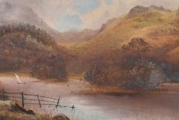 *Local Interest* J.A.C Pettitt (British 19th Century) Oil on canvas 'Autumn', a view of Rydal