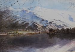 *Local Interest* Robert Lamb (British 20th Century) Watercolour 'Ullswater and Place Fell', a winter