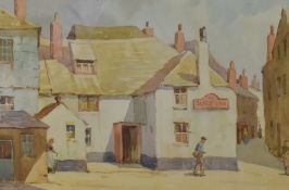 Lewis Mortimer (British 1877-1955) Watercolour 'Sloop Inn St Ives', a Cornish street scene, signed