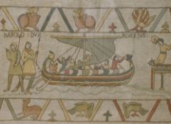 A 19th/20th Century embroidered tapestry, inspired by the 'Bayeux Tapestry', unsigned or attributed,