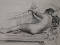 After Pietro Annigoni (Italian 1910-1988) Lithograph, a reclining female life study, signed in
