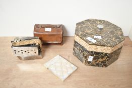 A quantity of 20th-century sundry wares, to feature a fine mother-of-pearl card case, a octagonal
