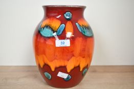 A late 20th-century Poole Pottery 'Volcano' vase, featuring colourful reactive glazes of