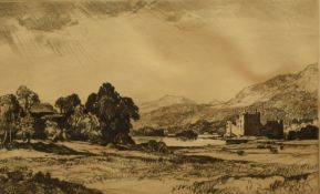 After Leonard Russell Squirrell (British 1893-1979) Etching, a Scottish Highland landscape with