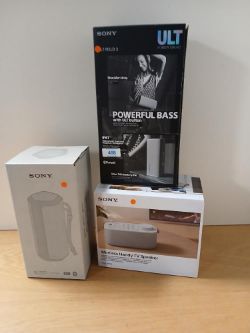 A Sony 3 item lot with a selection of boxed new / old stock speakers as in photos