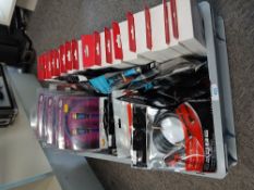 A large box of leads , cables and more - good resale potential with a low start - old shop stock -