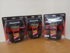 A job lot of three sets of Panasonic boxed headphones - these are digital with their own volume