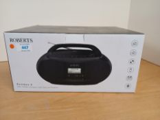 A boxed Roberts Zoombox 4 DAB / CD player