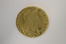 A Brazilian 1731 Gold 12,800 Reis, Minas Gerais Mint, Obv Portrait John V Of Portugal, Lettering,