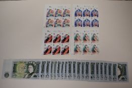 Bank Of England Uncirculated Series D Sir Isaac Newton One Pound Banknotes, J B Page, Consecutive