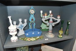 A selection of vintage hand painted Swedish wooden folk art, to feature a Christina Norin of