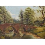 A 19th/20th Century oil on canvas, a river scene with packhorse bridge, unsigned or attributed,