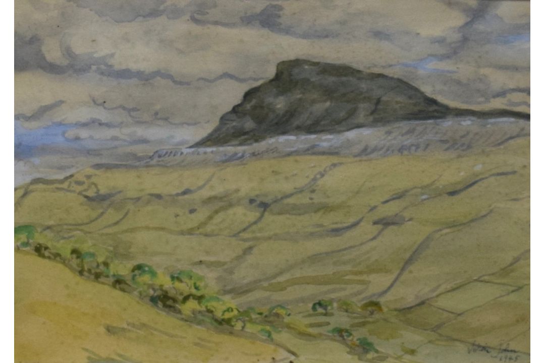 *Local Interest* Vivien John (British 1915-1994) Watercolour, untitled, landscape with scarr, signed - Image 1 of 5