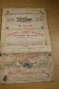 1899 Cartmel Hunt Meeting Horse Racing Programme, Whit Monday May 22 1899, folded and very worn with